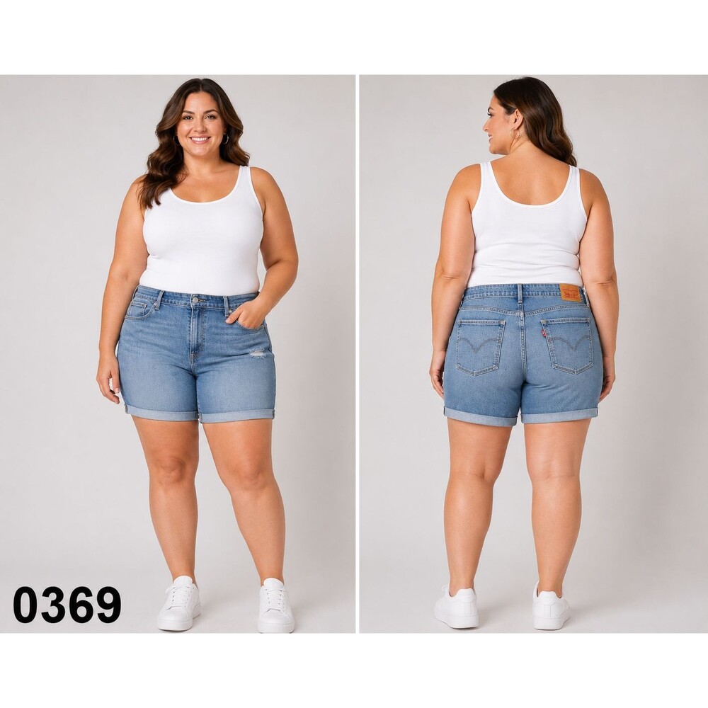 Levi's Women's Sz 14 Cuffed Bermuda Denim Shorts - Light Wash Distressed- 0369